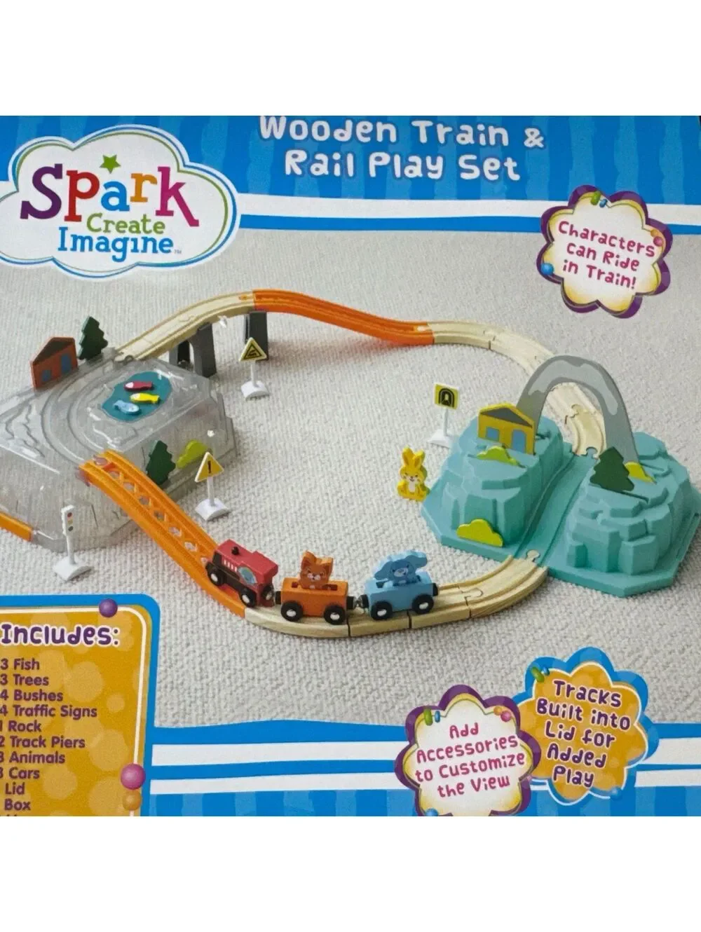 Spark Create Imagine Wooden Train & Rail Play Set